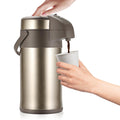 OJOJ 3L/101OZ Thermal Coffee Carafe with Pump Thermal Beverage Dispenser Coffee Airpot Stainless Steel Coffee Carafe for Hot Drinks Gold