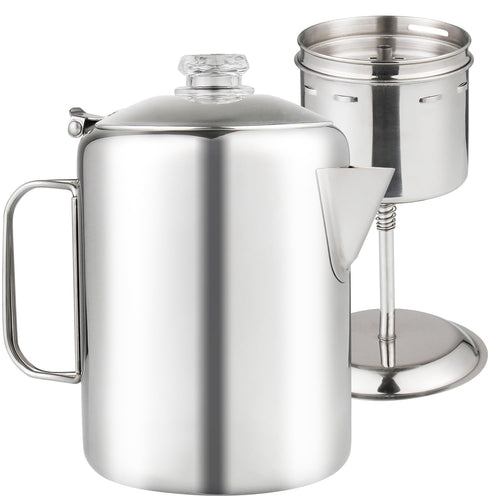 APOXCON Percolator Coffee Pot Stainless Steel Coffee Percolator with Heat Resistant Glass Knob Top Compact Coffee Maker Pot for Campfire or Stovetop Coffee Making Outdoor Traveling Fast Brew